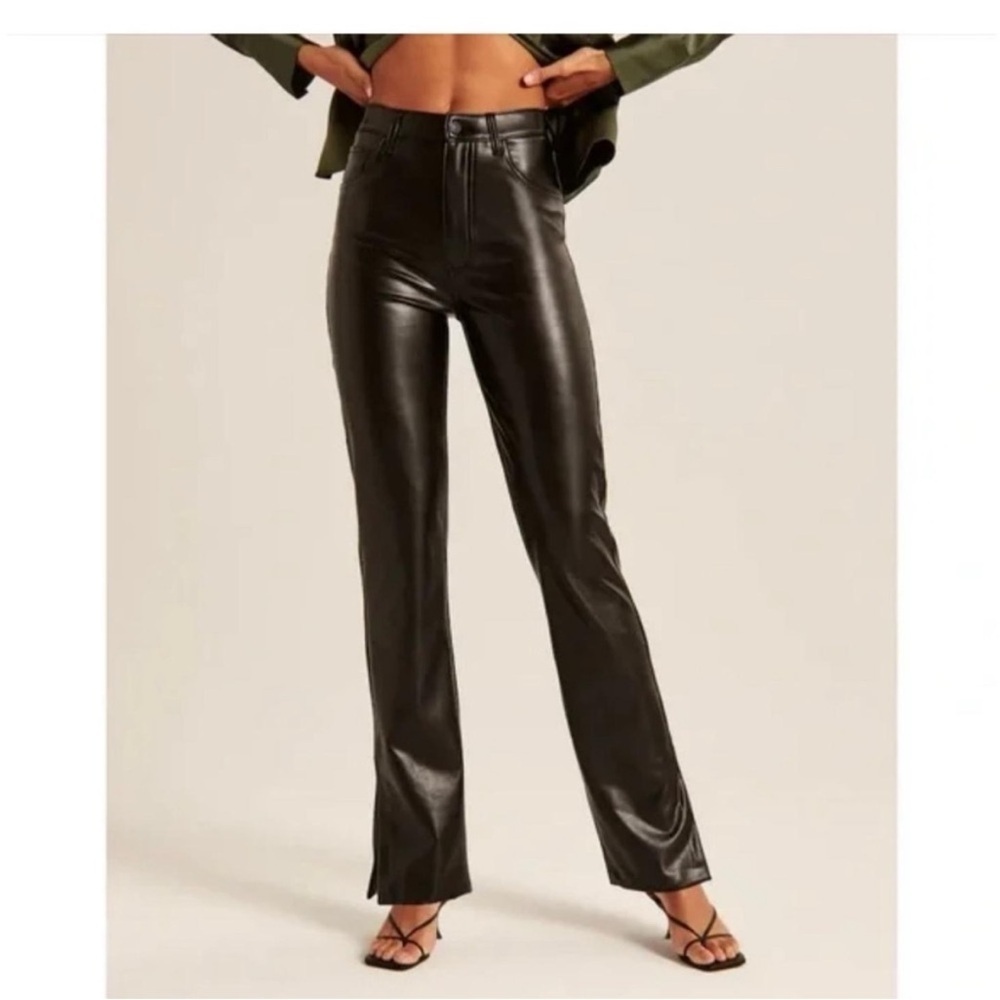 Abercrombie and Fitch The 90s Straight Ultra High Rise Vegan Leather Pants 00s